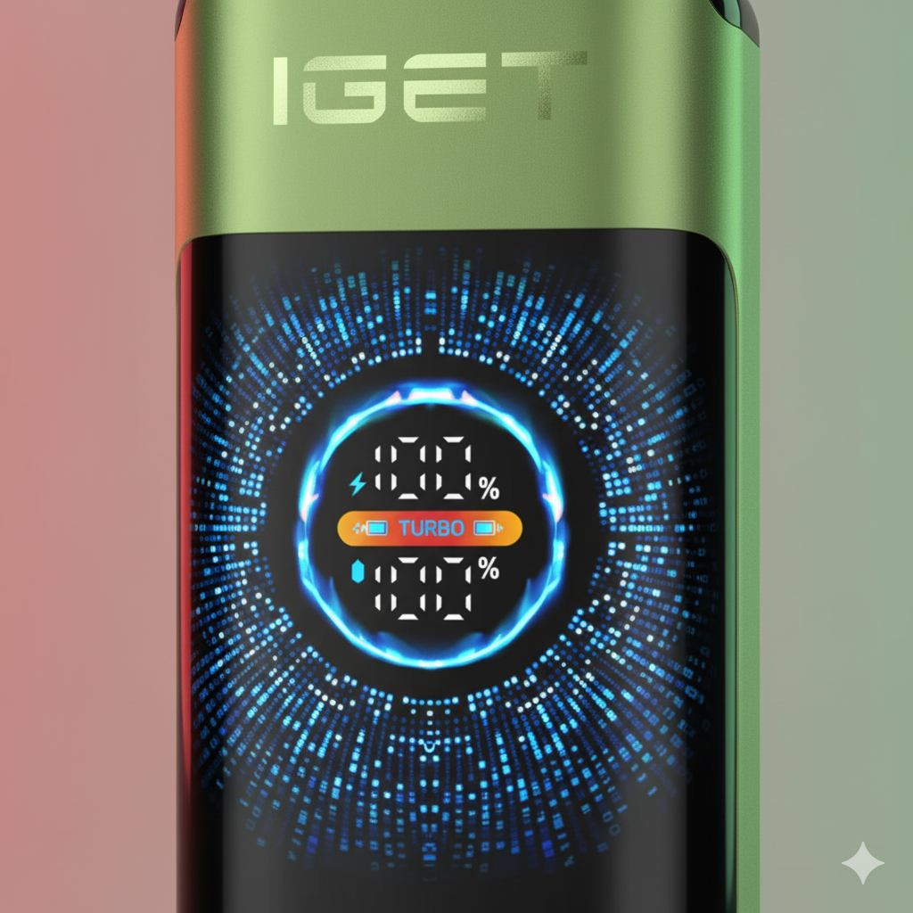 A side-by-side product comparison of the IGET ONE Strawberry Kiwi Ice and the IGET Strawberry Watermelon Ice, showcasing the distinct device colours.